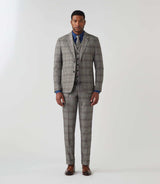 Prince of Wales beige checkered city jacket "Vinyl