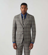 Prince of Wales beige checkered city jacket "Vinyl