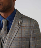 Prince of Wales beige checkered city jacket "Vinyl