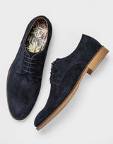 Derby cuir suédé bleu denim "Enzo" - IZAC