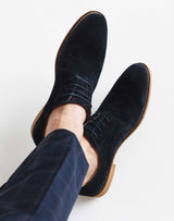 Derby cuir suédé bleu denim "Enzo" - IZAC