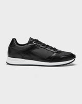 Sneakers cuir et textile noir "Eric" - IZAC