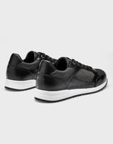 Sneakers cuir et textile noir "Eric" - IZAC