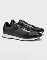 Sneakers cuir et textile noir "Eric" - IZAC