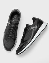 Eric" black leather and textile sneakers