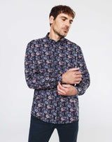 Chemise casual fleurs et oiseaux IZAC