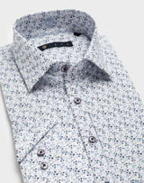 Chemise micro motif bleu - IZAC