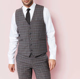 Xfrenchy" beige checkered suit vest