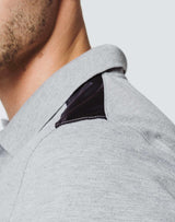 Grey polo shirt with shoulder yoke