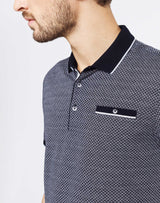 Navy jacquard polo shirt