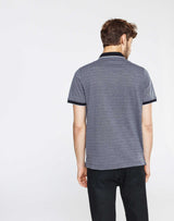 Navy jacquard polo shirt