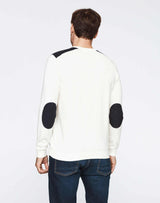 Nefertiti" ecru navy elbow sweater