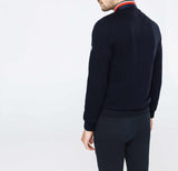 Swneo" navy teddy neck sweater with zip