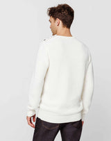 Pull blanc épaule boutonnée IZAC